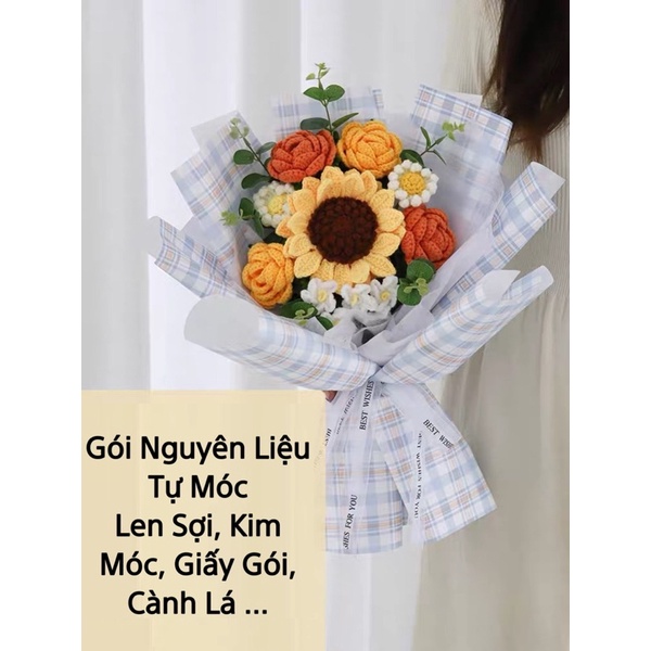 DIY - Gói Nguyên Liệu Móc Bó Hoa Len  - Quà Tặng Handmade Tự Làm Ý Nghĩa [Có hướng dẫn]