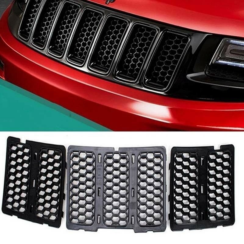 Bộ phụ kiện lưới trang trí phía trước màu đen cho xe Jeep Grand Cherokee 2014-2016