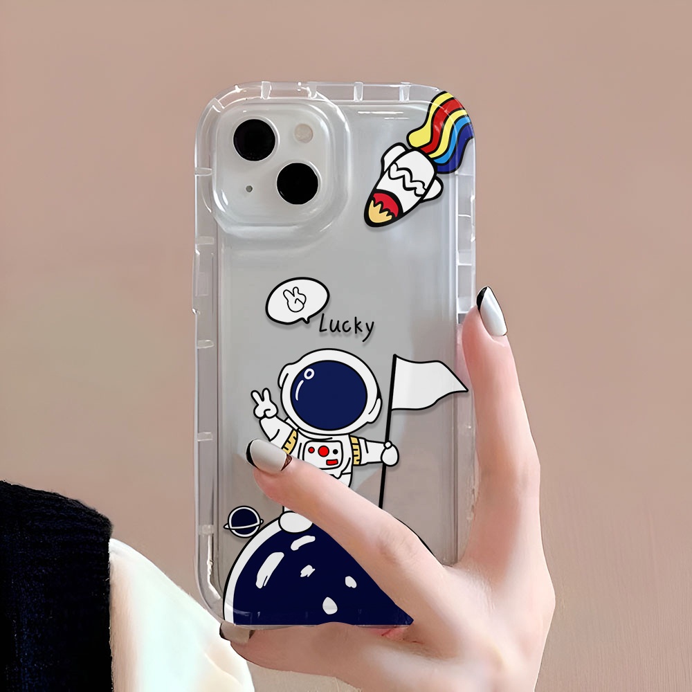 Ốp Điện Thoại Trong Suốt Hình Phi Hành Gia Cho iphone 14promax 11 13 12 7Plus X XS Max