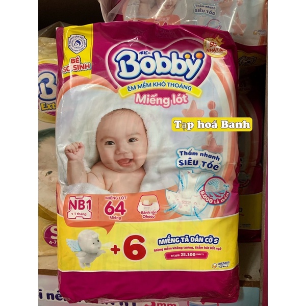 Miếng lót sơ sinh/Tả dán/Bỉm em bé BobbyNB1 (cho bé dưới 1 tháng) / Băng vệ sinh