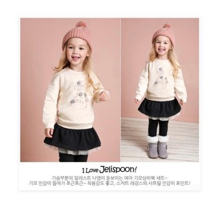 Set áo kèm quần legging váy hoa ngực dư xịn bé gái