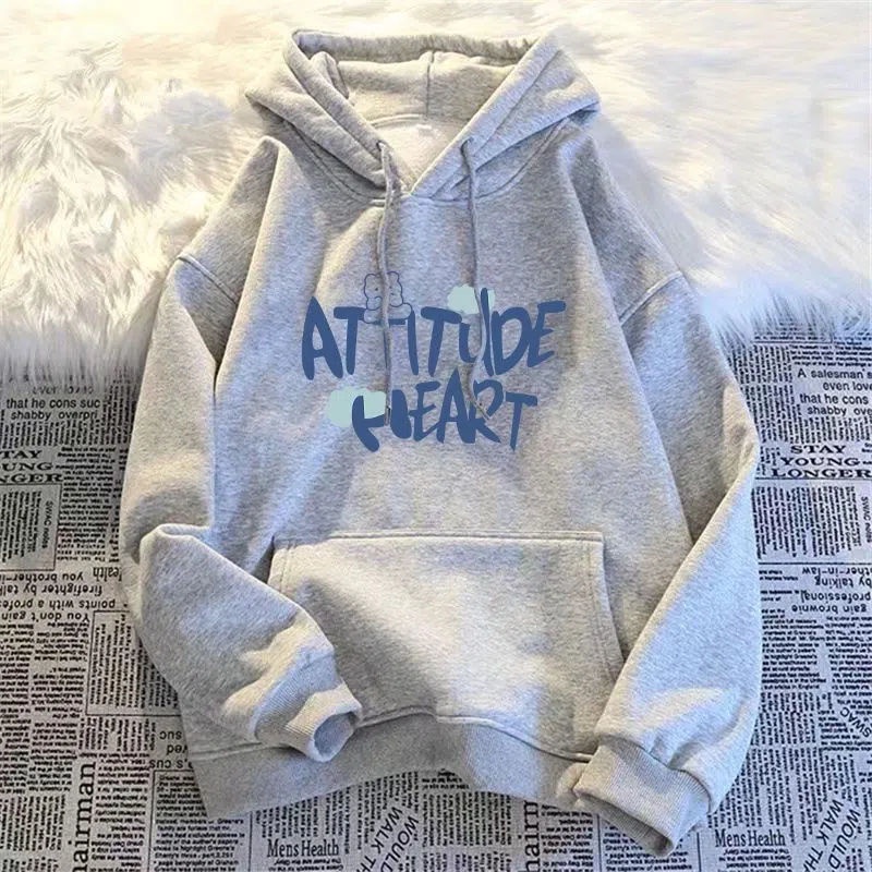 COZOK Áo Hoodie Tay Dài Form Rộng In Họa Tiết Thời Trang