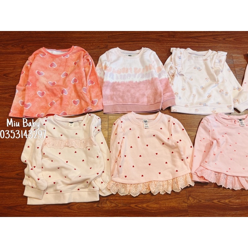 Áo nỉ bé gái nhiều màu xuất dư