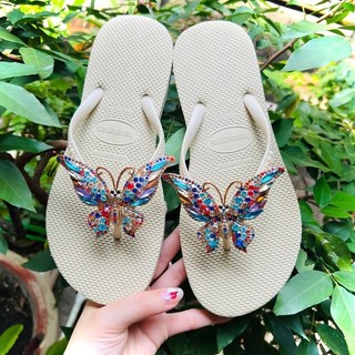 Dép lào nữ dép kẹp nữ chất liệu cao su mẫu havanass charm bướm 7 màu