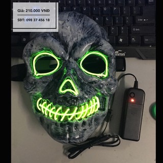 Mặt nạ đầu lâu phát sáng hoá trang cosplay halloween (đèn chạy bằng pin con thỏ)