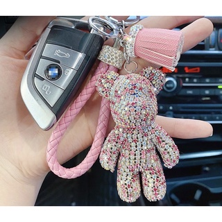 Móc khoá gấu gắn đá kim cương xinh, đeo túi hoặc chìa khóa.