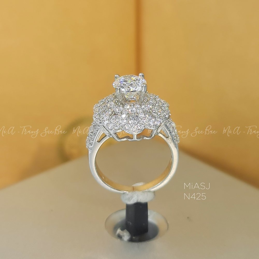 Nhẫn nữ bạc Ý S925 MiASJ N425 nạm đá cao cấp, sang trọng, lung linh