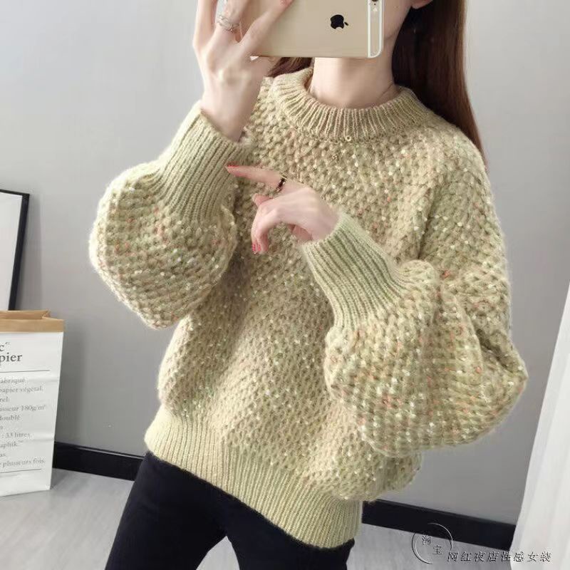 Áo Sweater Dệt Kim Cổ Tròn Dáng Rộng Thời Trang Thu Đông