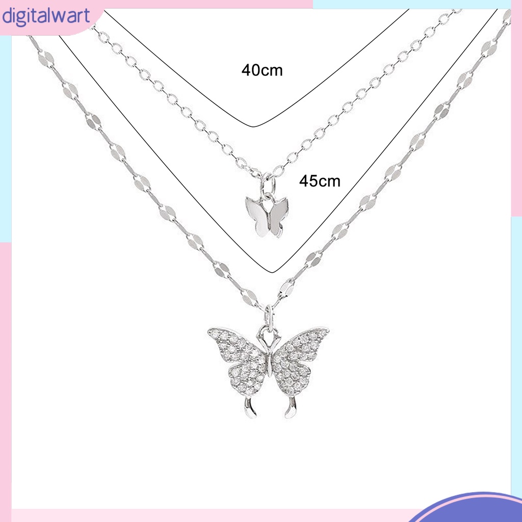 |Đào| Vòng cổ Hai Lớp Mặt Hình Bướm Bằng Hợp Kim Chống Rỉ Sét Thời Trang Cho Nữ