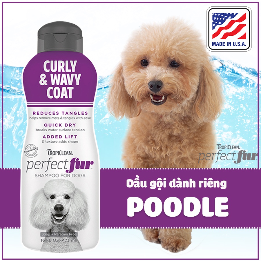 Dầu gội dành riêng cho chó poodle, Bicons Frises, Doodles cao cấp Perfectfur Curly, Wavy Coat nhập khẩu Mỹ