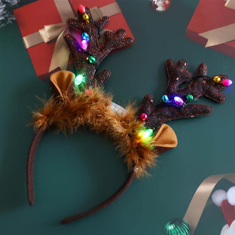 ANEMONE Băng Đô Cài Tóc Hình Sừng Tuần Lộc Giáng Sinh Phát Sáng Độc Đáo