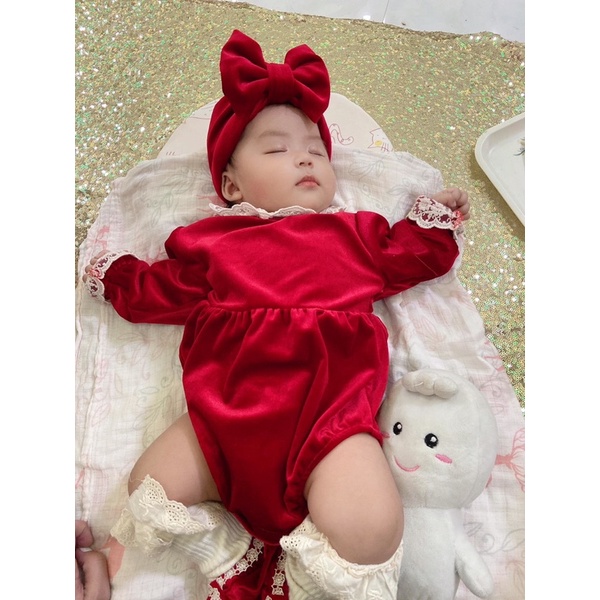 Sét nhung cao cấp gômg body + mũ+ turban cực xinh