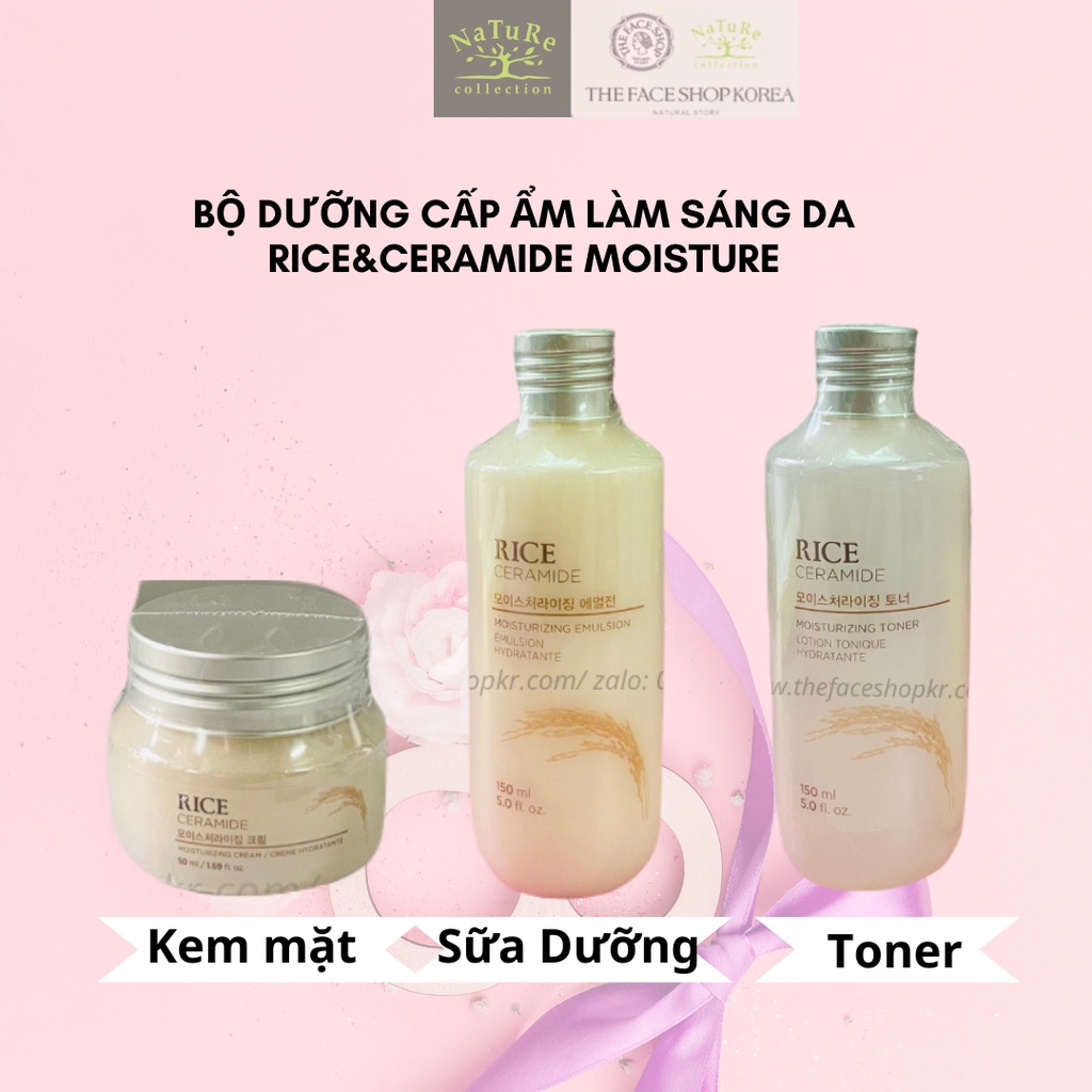 Bộ dưỡng cấp ẩm làm sáng da chiết xuất từ gạo The Face shop Rice Ceramide Moisture