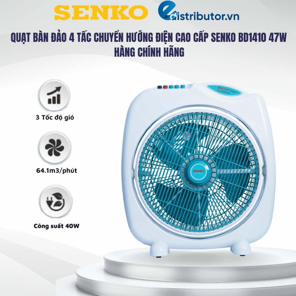 Quạt bàn đảo 4 Tấc chuyển hướng điện cao cấp Senko BD1410 47W - Hàng chính hãng