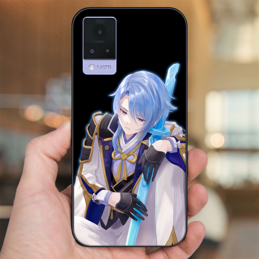 Ốp lưng Vivo V21 viền đen in hình Kamisato Ayato Genshin Impact