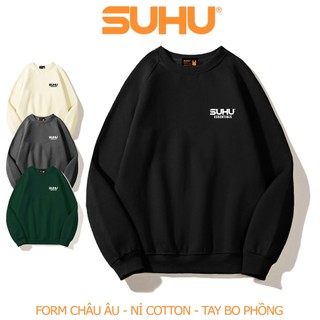 Áo sweater local brand unisex suhu in essentials premium basic nỉ bông cotton dày dặn tay bo/ as5