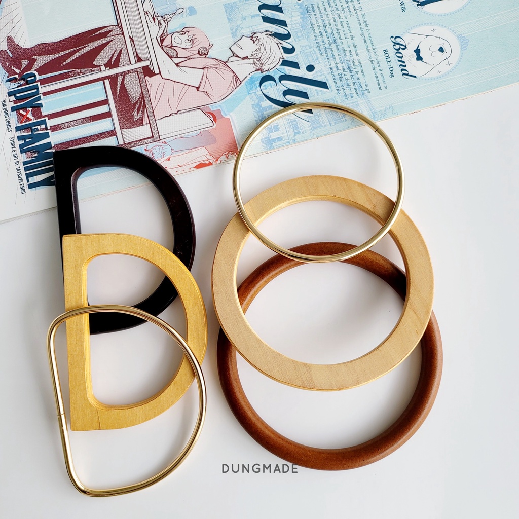 Quai Túi Gỗ Quai Túi Handmade Quai D , Quai Tròn Gỗ Và Kim Loại Nhiều Kiểu