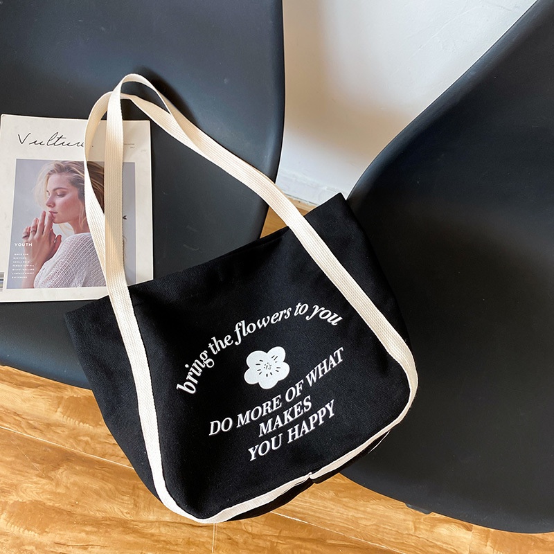 Túi xách YADOU bằng vải canvas cỡ lớn phối màu sắc tương phản phong cách thời trang dành cho học sinh