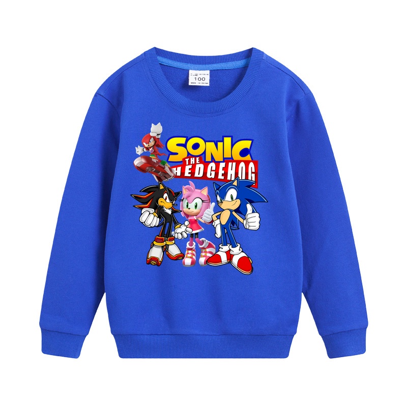 Áo Khoác Cotton Dài Tay In Hình Sonic Thời Trang Thu Đông Dành Cho Bé Trai
