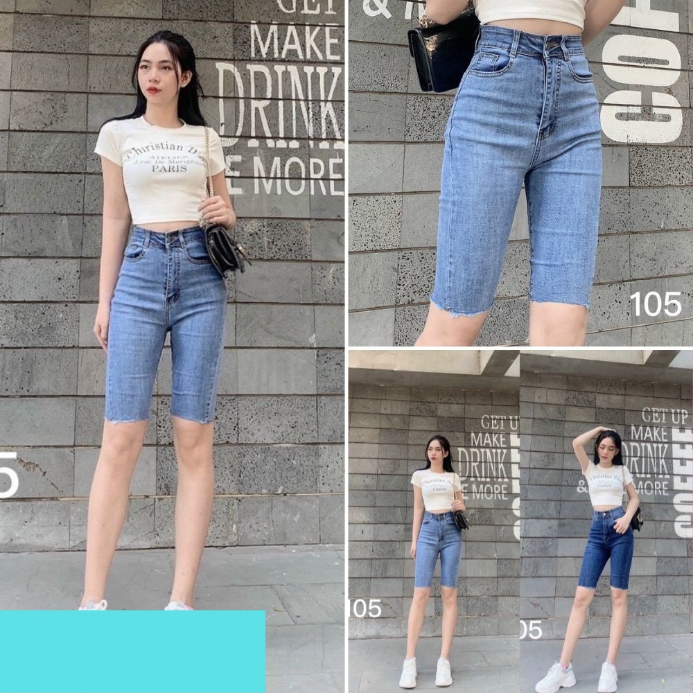 Quần jeans ngố, quần jeans nữ chất co dãn 2 màu đậm nhạt size S M L XL SKUQ-08B 1990clother
