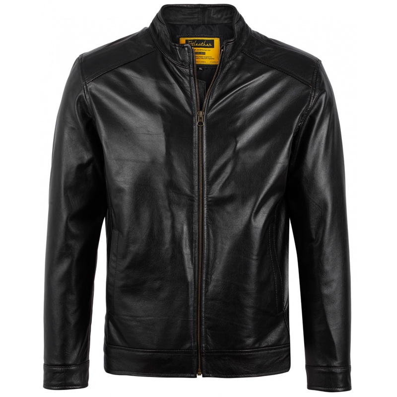 Áo da nam FTT Leather Racer Jacket da bò trơn S2022 - Mã AD201B