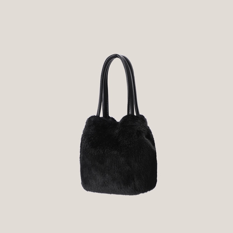 Ielgy Túi bucket Phối Lông Tươi Mới Và Ngọt Ngào Nhỏ Gọn Cho Nữ