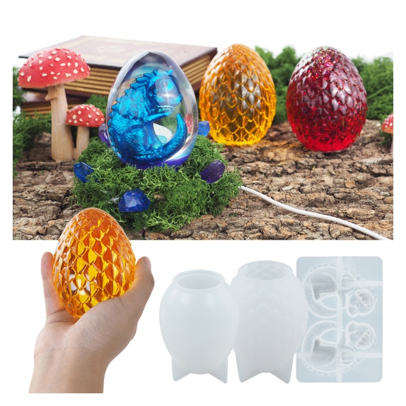 Khuôn Silicone Tạo Hình Trứng Rồng Có Công Tắc Nguồn USB Diy