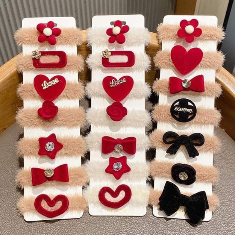 SET CHUN TÓC LÔNG TUYẾT mềm, dễ thương cho nữ và bé(NƠ ĐỎ) -TĐ