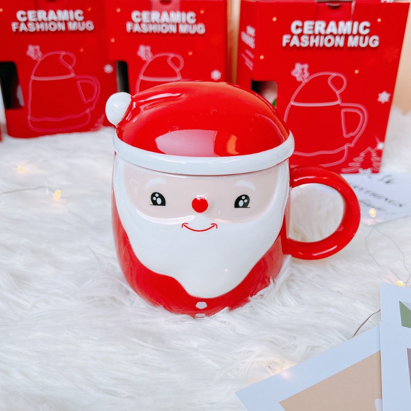 Cốc sứ có nắp hình ông già Noel 400-500ML quà tặng giáng sinh