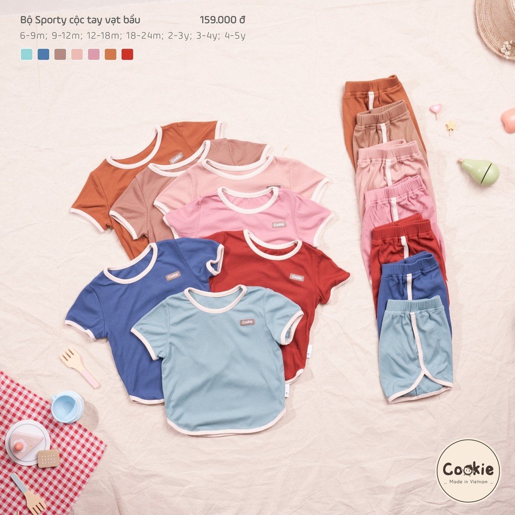 Bộ cộc tay cổ tròn dáng thể thao sporty cho bé - cookie