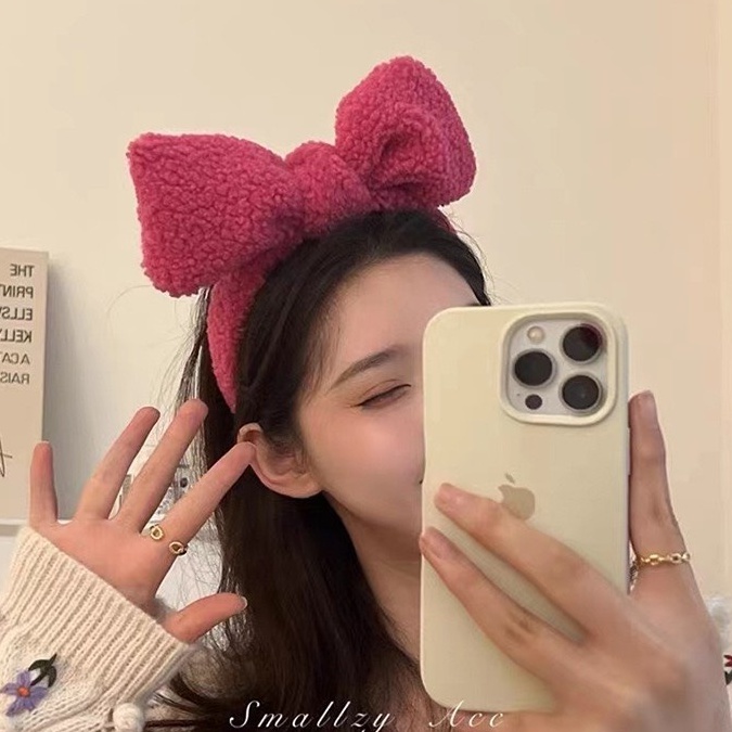 Băng đô cài tóc nơ màu hồng bờm tóc nơ cute MINIGIRL B2