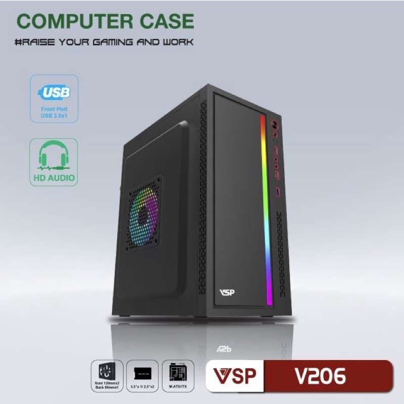 Vỏ Case máy tính VSP V206 LED RGB - USB 3.0