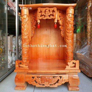 Bàn thờ thần tài ông địa 48x68 gỗ xoan quỳ trụ