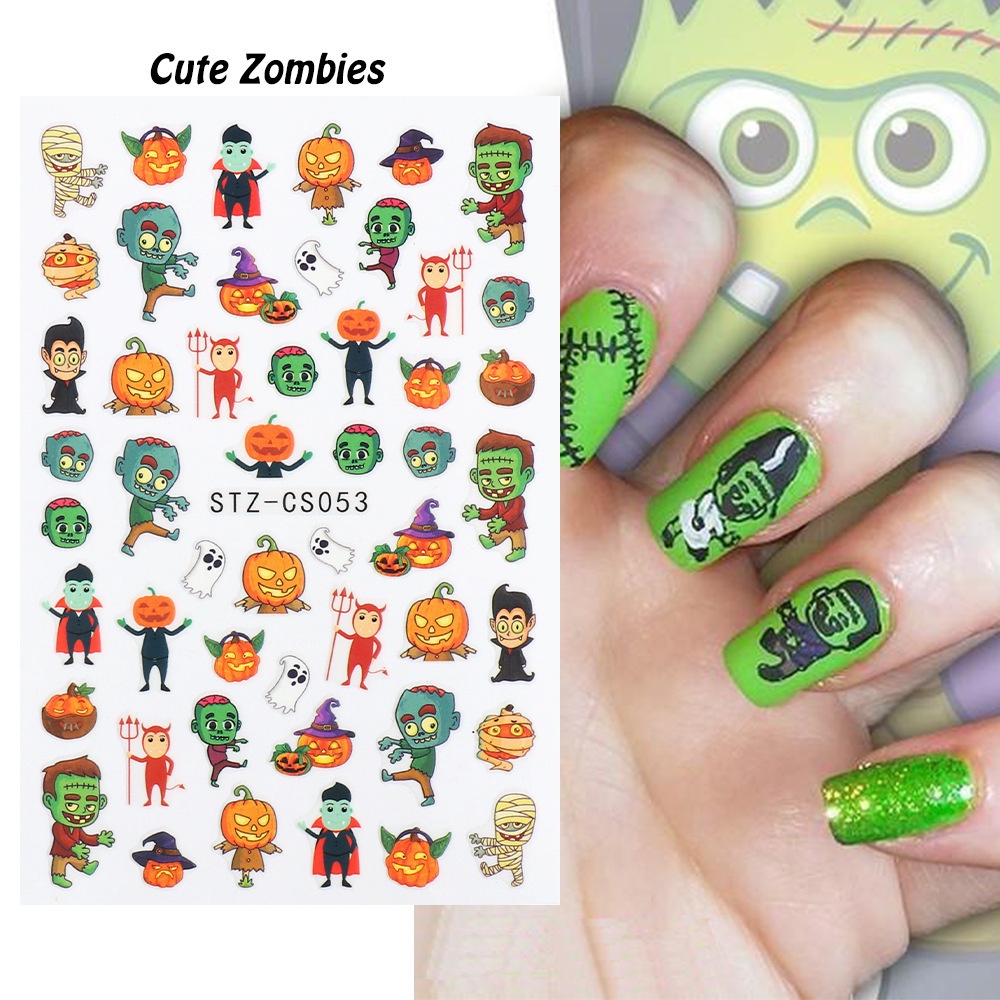 Miếng Dán Trang Trí Móng Tay Chủ Đề Halloween Nhiều Màu Sắc