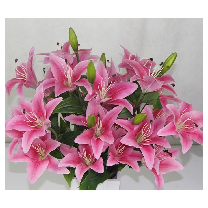 Hoa ly cành 9 bông 3 nụ- chất liệu cao su- Hoa giả mà như thật