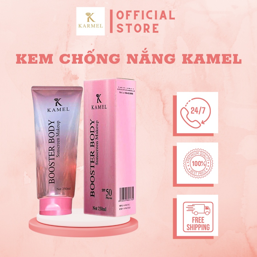 Kem Chống Nắng Dưỡng Trắng Makeup Và Cấp Ẩm Toàn Thân 250ml Karmel, Dưỡng Ẩm Cấp Nước Toàn Thân