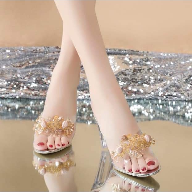Guốc nữ cao 9 phân phụ kiện hot size 33 đến 44