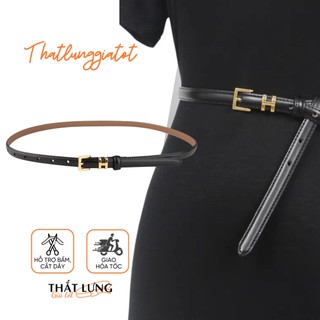 Thắt lưng bản nhỏ mặt vuông vàng cá tính bản 1.3cm (hỗ trợ bấm lỗ dây nịt) TL430 - Thắt Lưng Giá Tốt