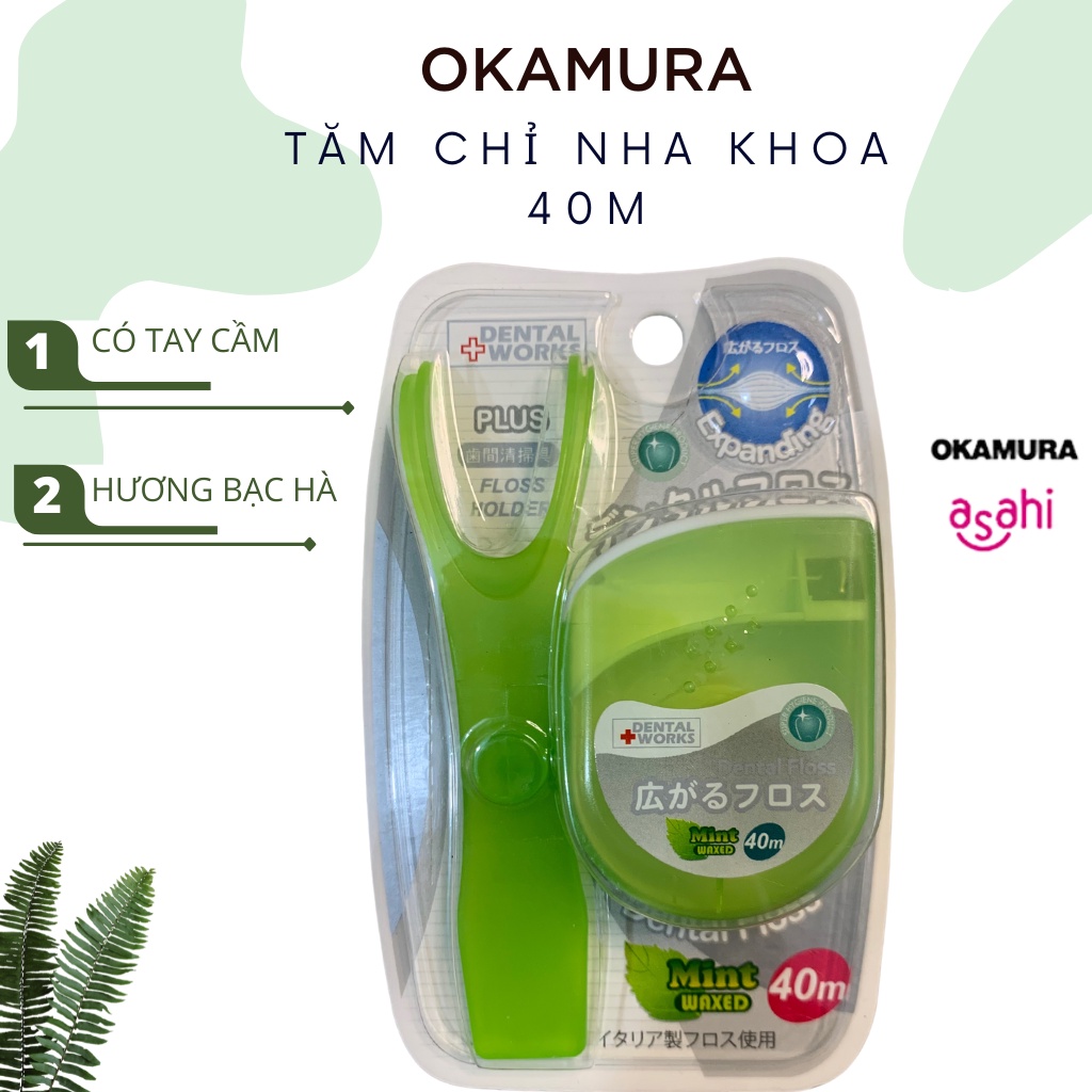 Chỉ nha khoa Okamura 40 mét có tay cầm vị Bạc Hà