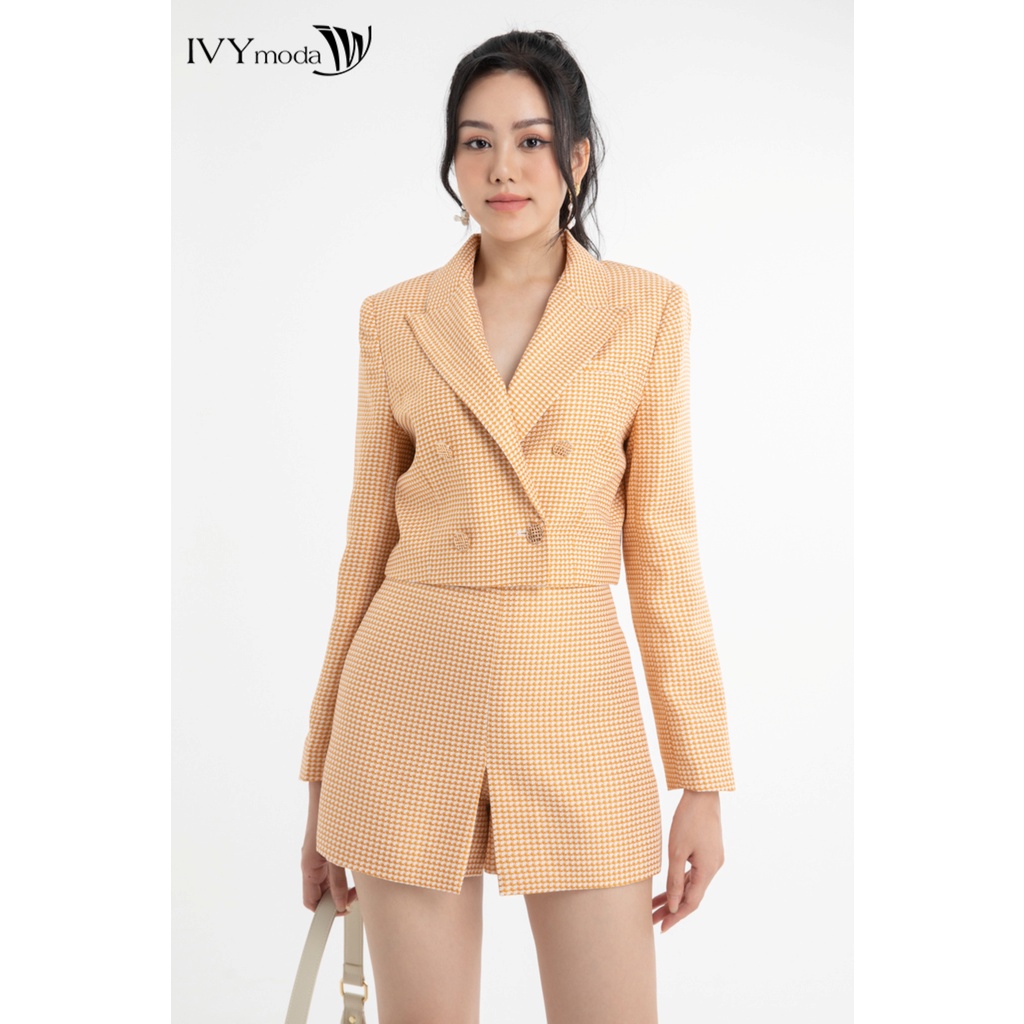 Bộ tweed Blazer kẻ và quần sooc nữ IVY moda MS 66M7885