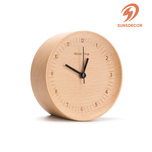 Đồng hồ gỗ để bàn/treo tường cao cấp About Time