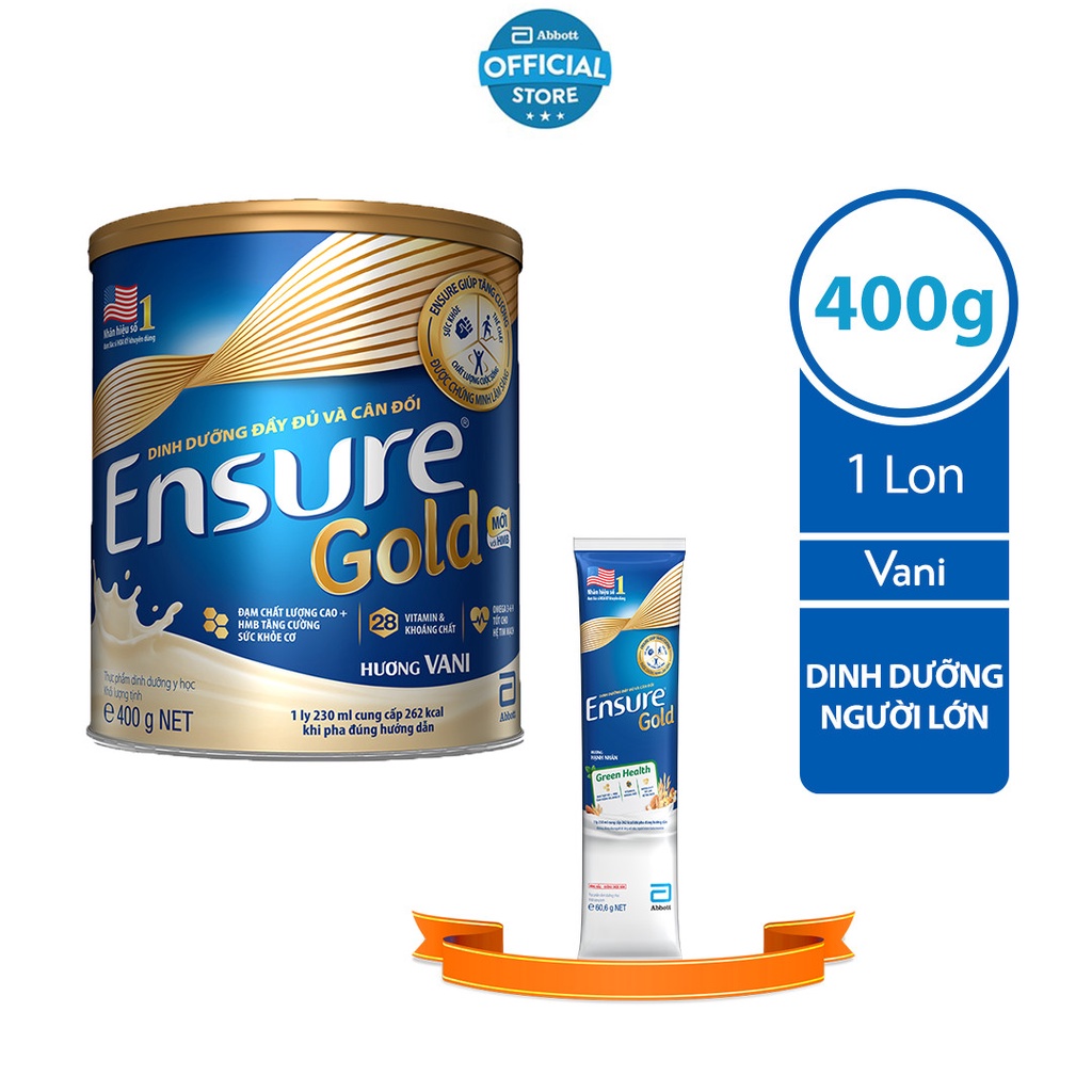 [Tặng 1 gói dùng thử bất kỳ ] Sữa bột Ensure Gold Vani 400G/lon