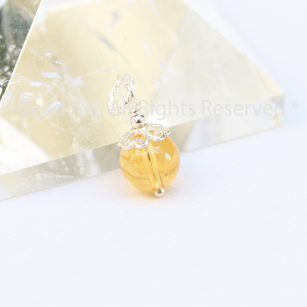Mặt Dây Chuyền T. Anh Màu Vàng Và Bạc 925, Mệnh Thổ, Kim, Trang Sức Đá Phong Thuỷ S50 - Bead Art