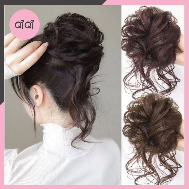 Búi tóc giả cột thun, búi dây tóc thả lơi B008 B011