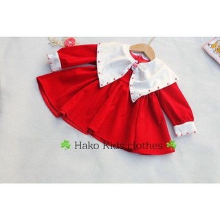 váy nhung đổ phối cổ trắng