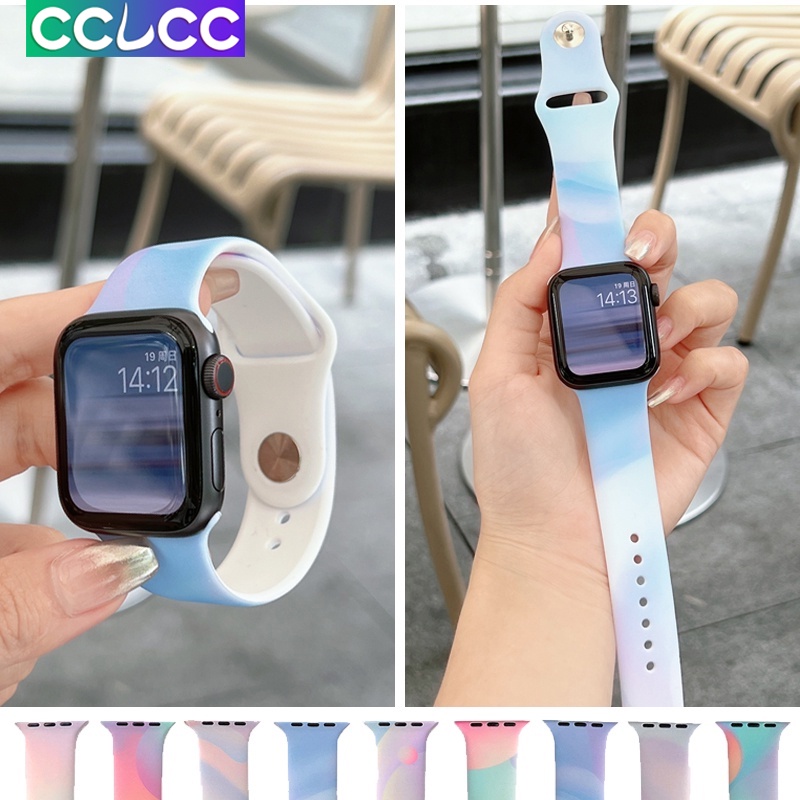 Dây Đeo Cao Su Silicone Nhiều Màu Sắc Cho Đồng Hồ Thông Minh Apple Watch 8 ultra 6 5 7 41 45mm 44mm 40mm 49mm SE 432 42mm 38mm