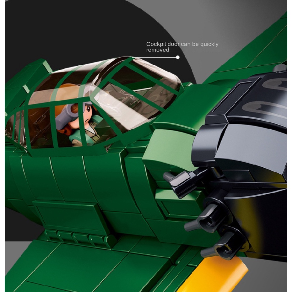 Set 560 Khối Lắp Ráp Mô Hình Máy Bay Chiến Đấu MOC WW2 A6M Zero