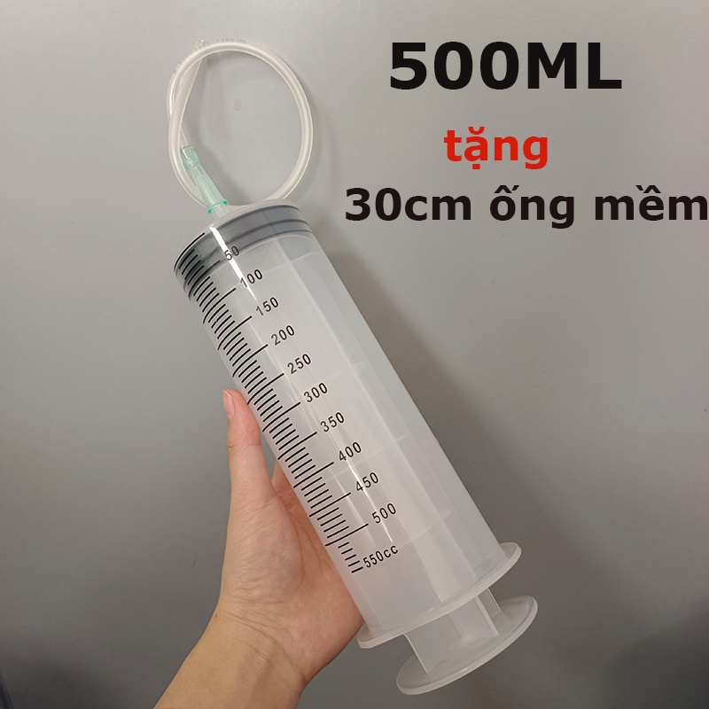 Xi Lanh Nhựa,Ống Tiêm Nhựa,Xilanh Bơm Tiêm Có Thể Tích 500ml Cho Ăn,Trích Dung Dầu Máy,Tưới Nưới Cho Cây(Tặng 30cm Ống)