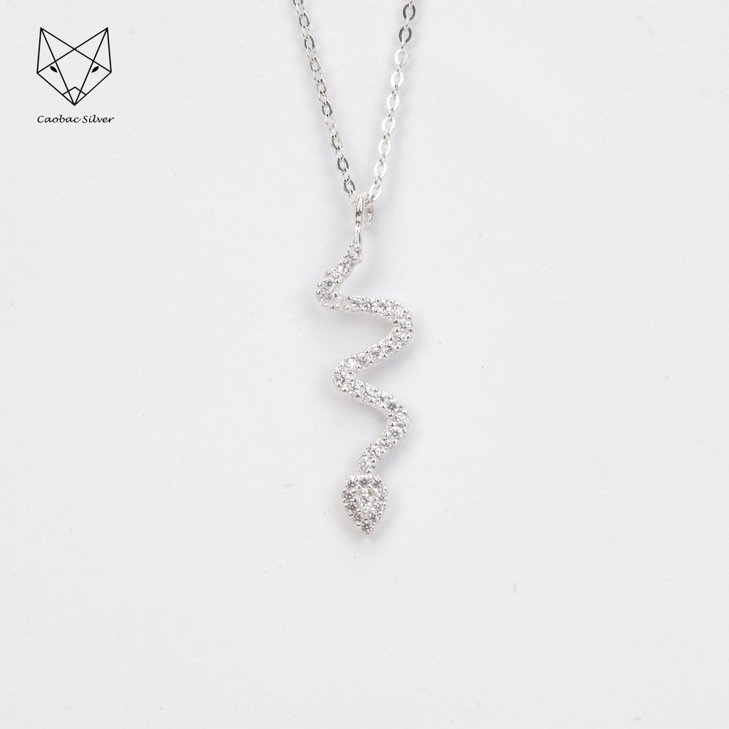 Dây Chuyền Bạc Ta Cao Cấp CaoBac Silver Hoạ Tiết Hình Rắn Đính Đá Lấp Lánh, Độc Lạ, Mới Lạ Dành Tặng Cho Gái
