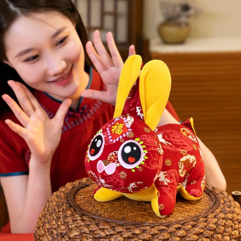 ANEMONE Thỏ Nhồi Bông Phong Cách Trung Hoa Trang Trí Năm Mới